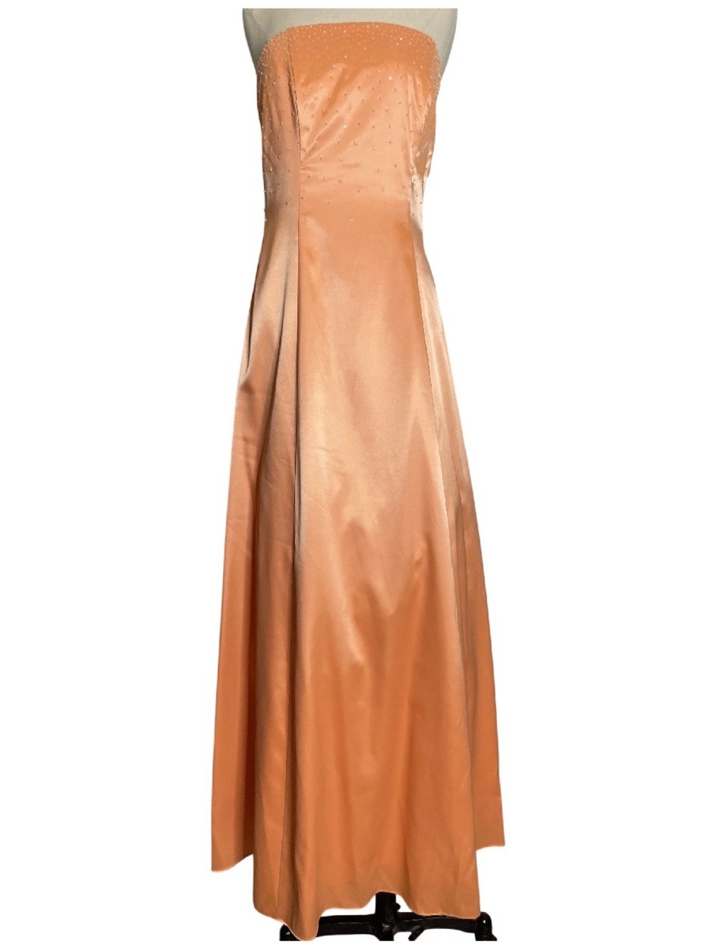 Coco Myles Y2K Strapless Satin Formal Gown in Peach Size 10